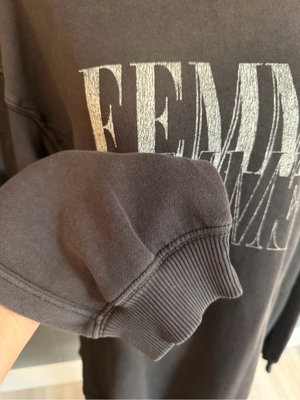 aerie Charcoal Gray "FEMME" Graphic Pullover Sweater - Picture 4 of 7